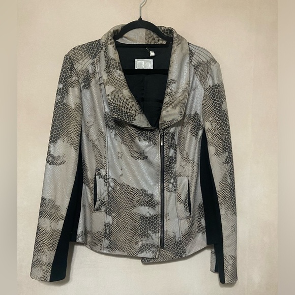 Alberto Makali EUC metallic snake print moto jacket streetwear size L - Picture 2 of 5